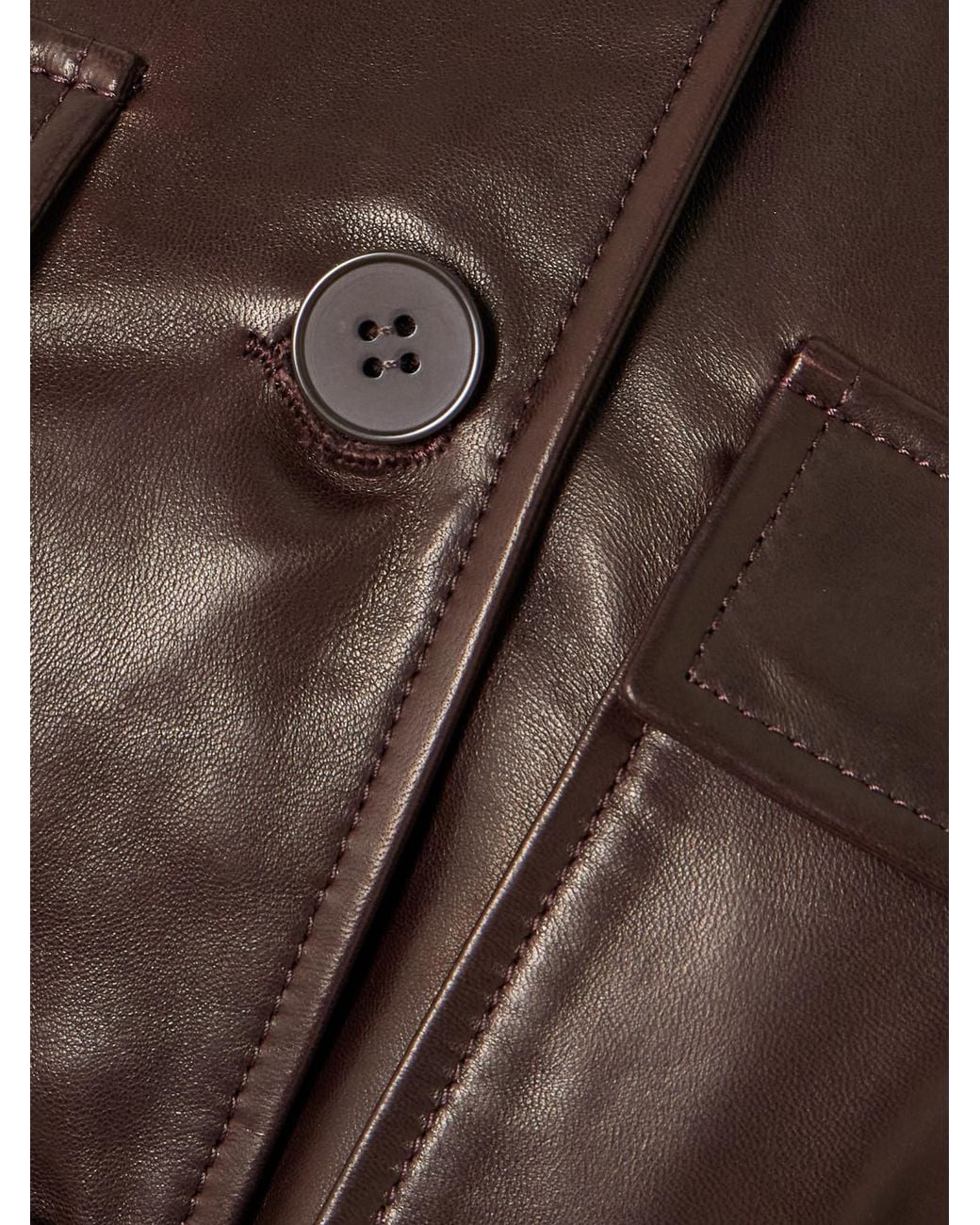Nour Hammour Brown Long-Sleeved Leather Jacket