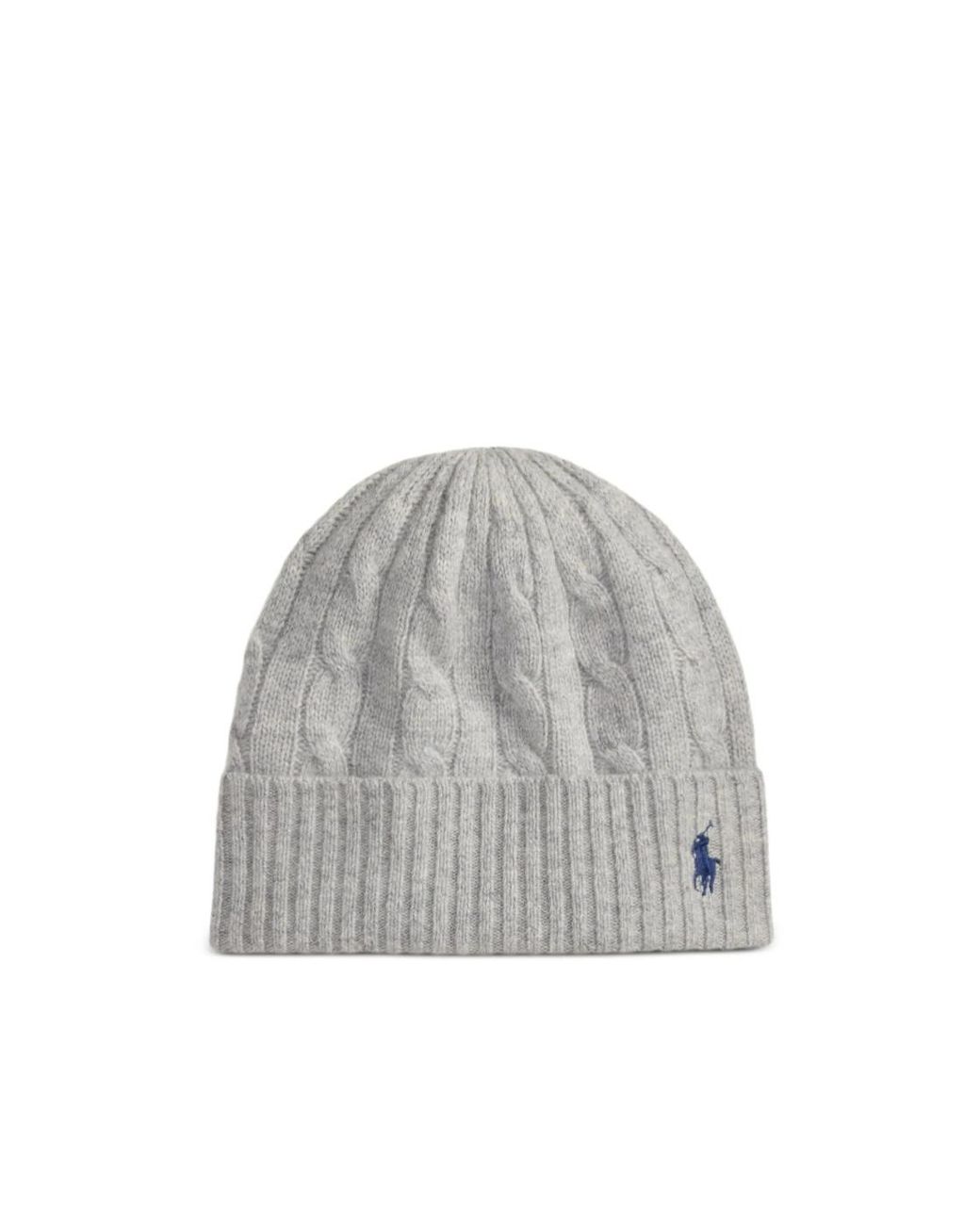 Polo Ralph Lauren Gray Logo Embroidered Cable-Knit Beanie