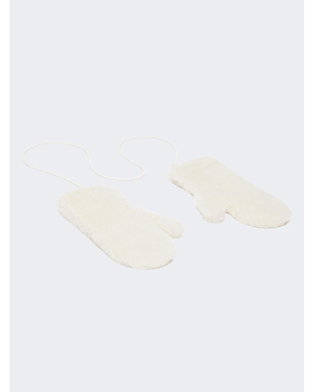 Max Mara White Wool-Blend Teddy Fleece Gloves