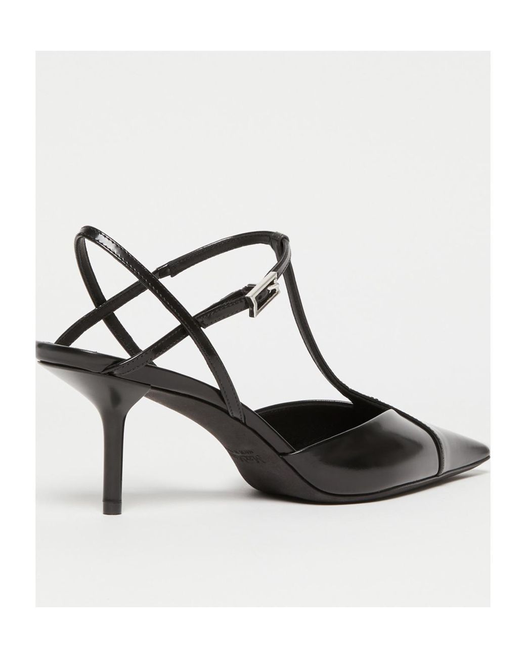 Max Mara Black Buffed Leather Slingbacks