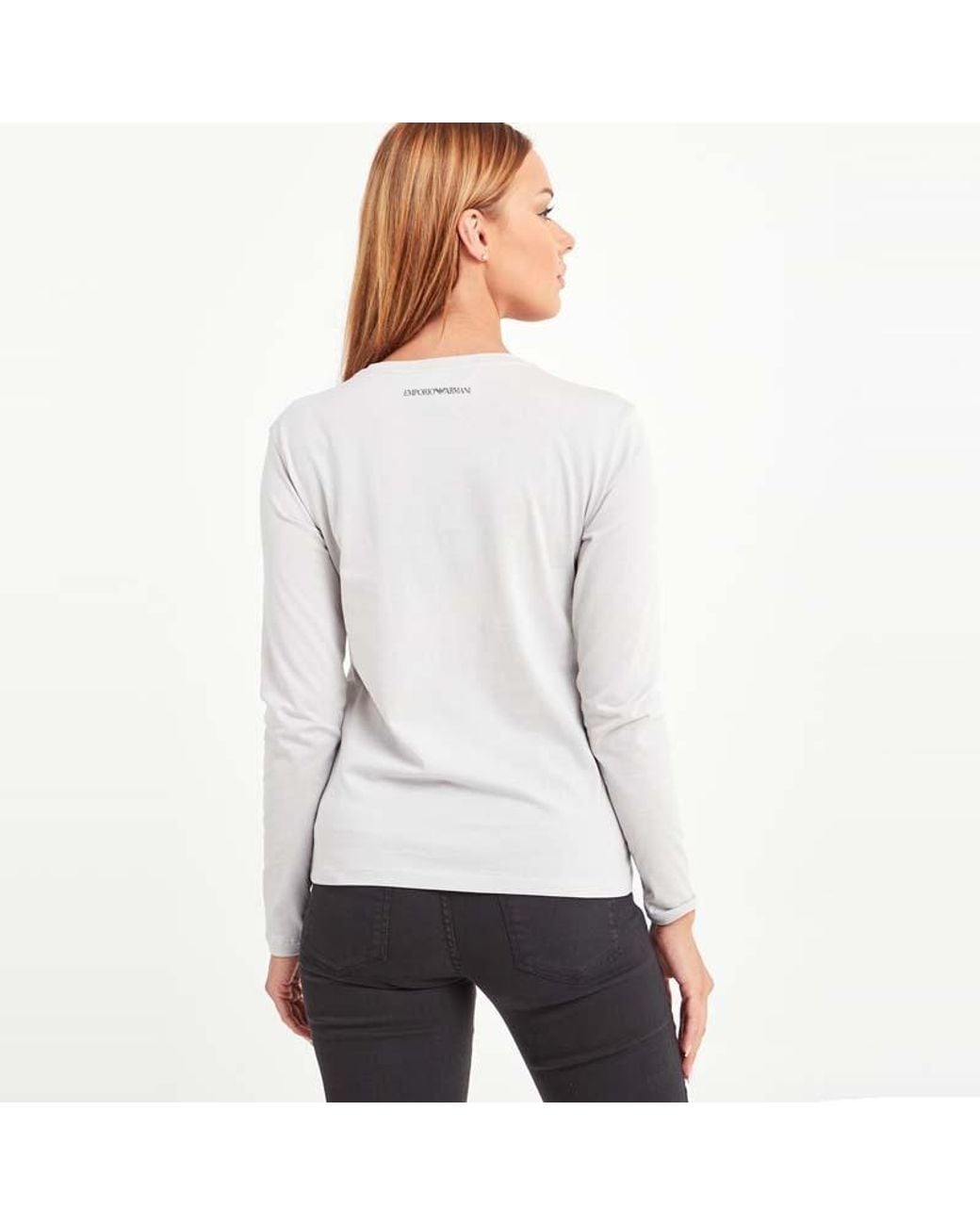 Emporio Armani White Logo Long-Sleeve T-Shirt