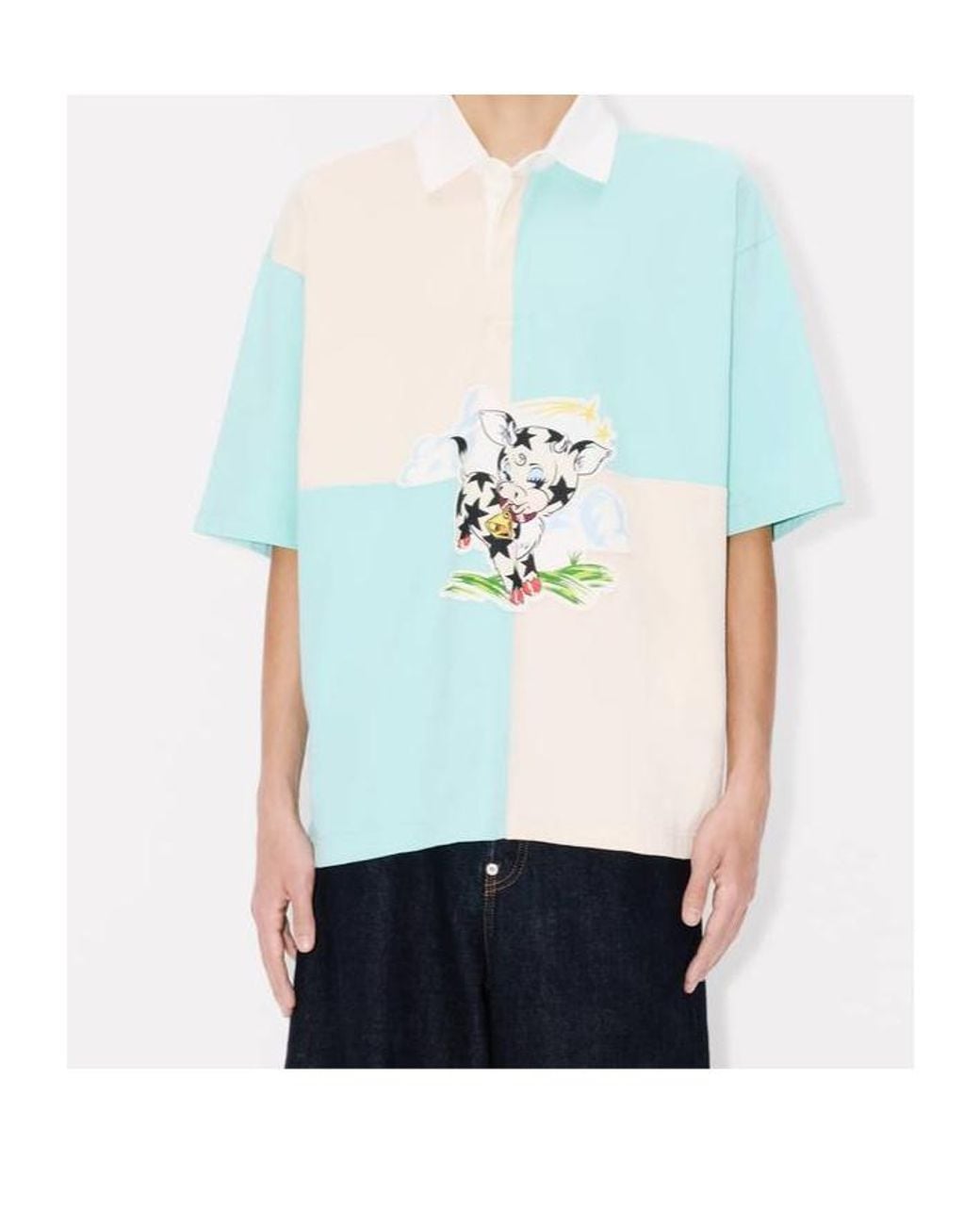 KENZO Blue Cartoon Relax Polo Shirt for men