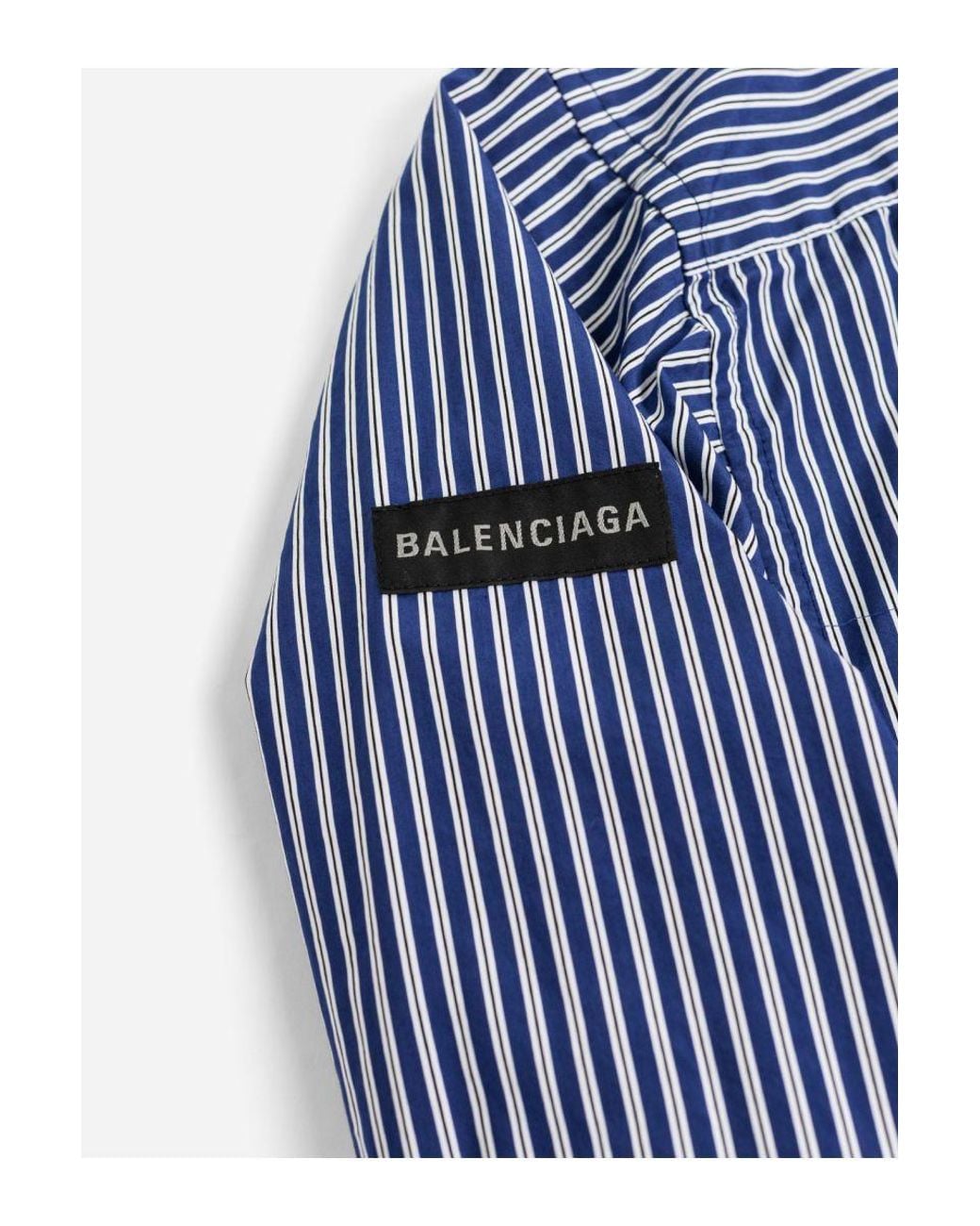 Balenciaga Blue Button-Up Striped Shirt for men