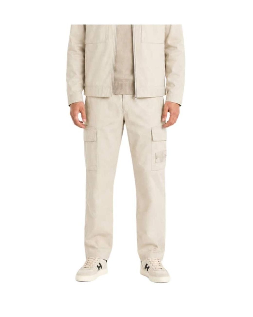 Stone Island White Casual Trousers With Belt Loops for men