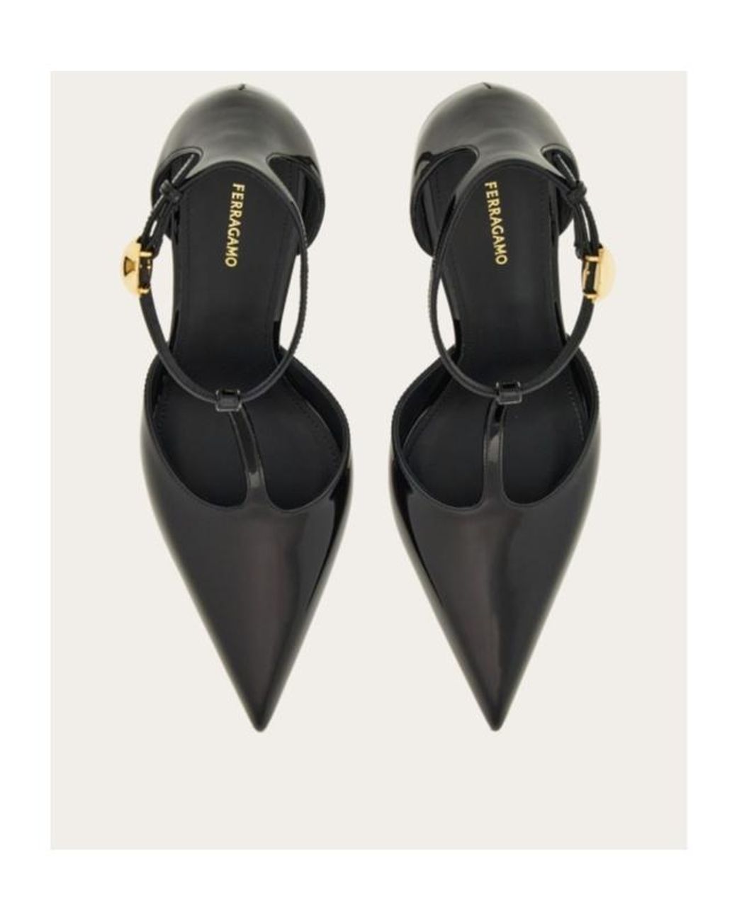 Ferragamo White Ferragamo T-Strap Pointed-Toe Pumps