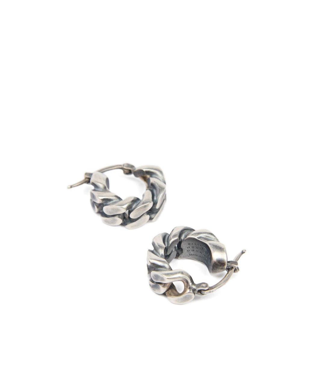 MM6 by Maison Margiela White Chain Twisted Earrings for men