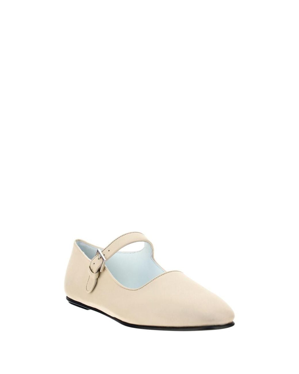 The Row White Ava Leather Ballerina Shoes