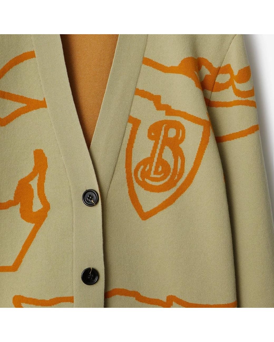 Burberry Green Ekd V-Neck Buttoned Cardigan