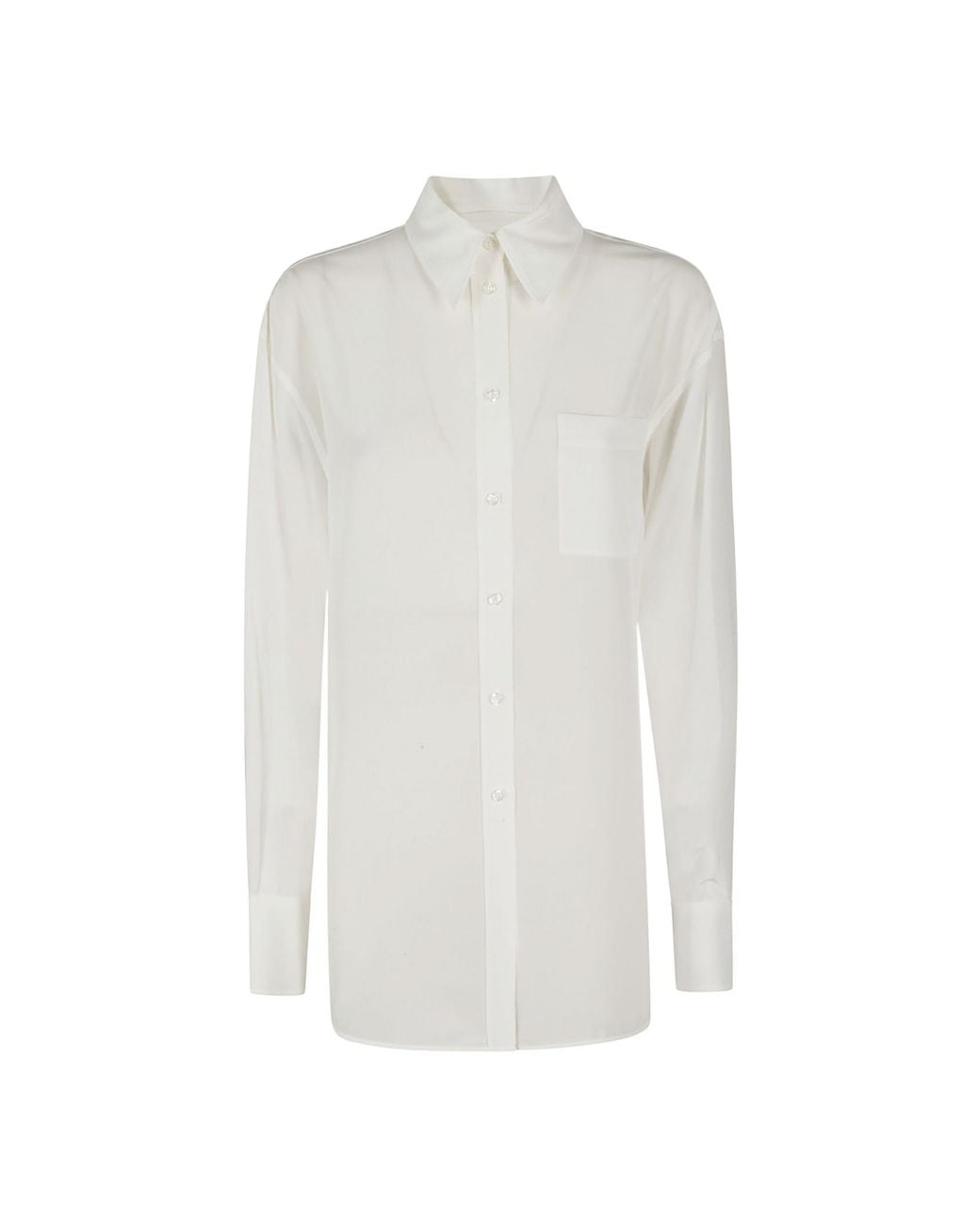 Sportmax White Buttoned Curved Hem Shirt