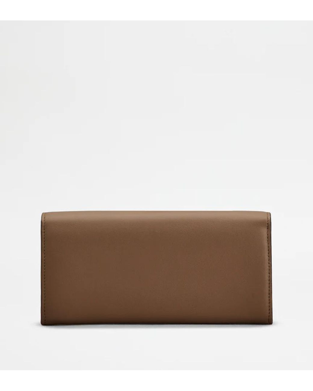 Tod's Brown Bar T-Plaque Wallet