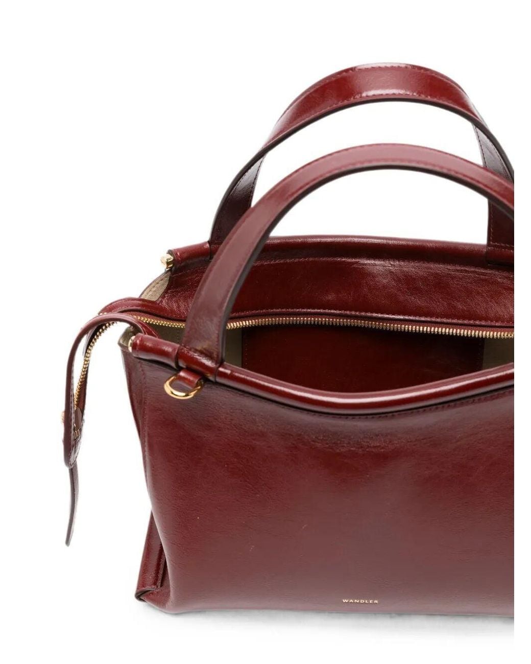 Wandler Brown Patent-Finish Leather Tote Bag