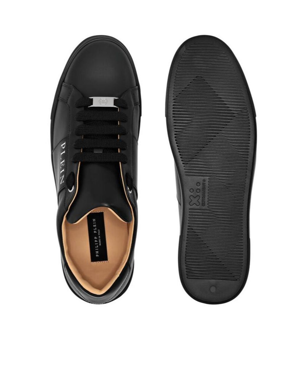 Philipp Plein Black Logo-Print Nappa Leather Sneakers for men