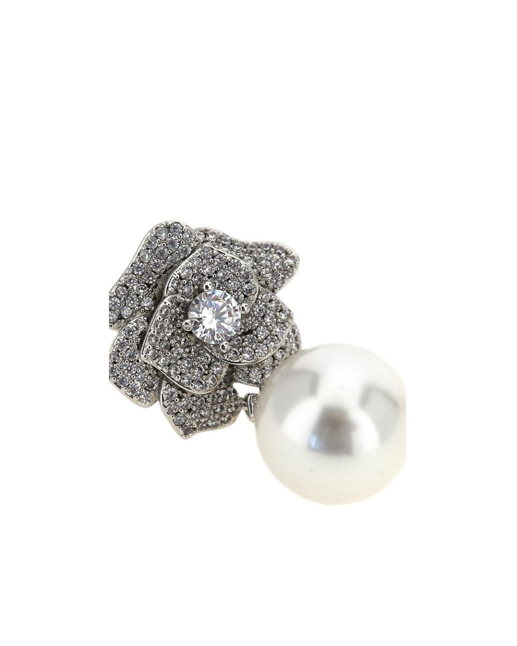Self-Portrait White Mini Crystal Flower Pearl Earrings