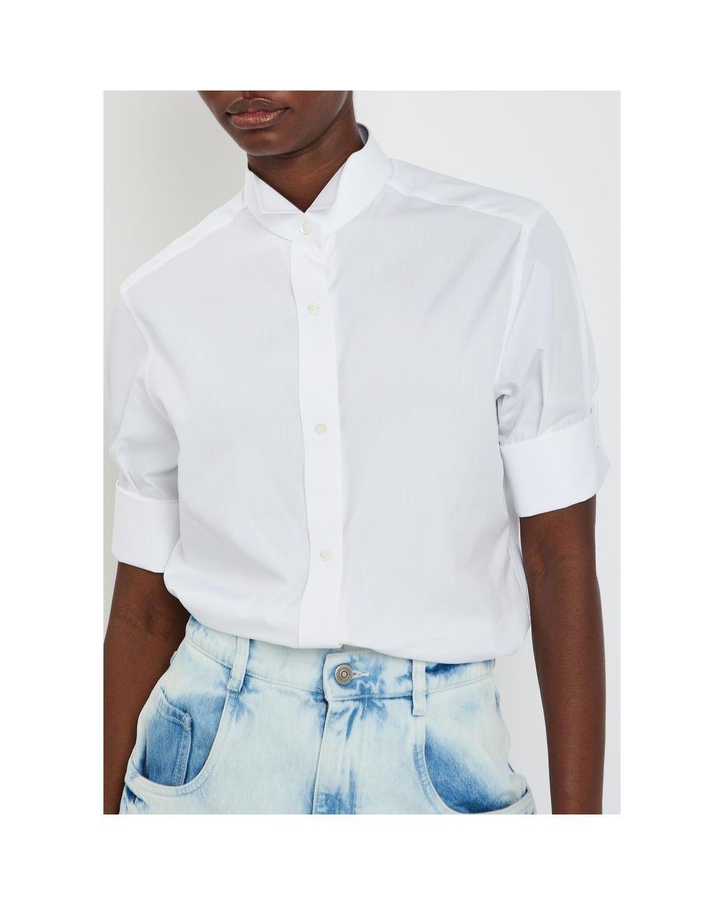 Maison Margiela White High-Necked Cotton Shirt