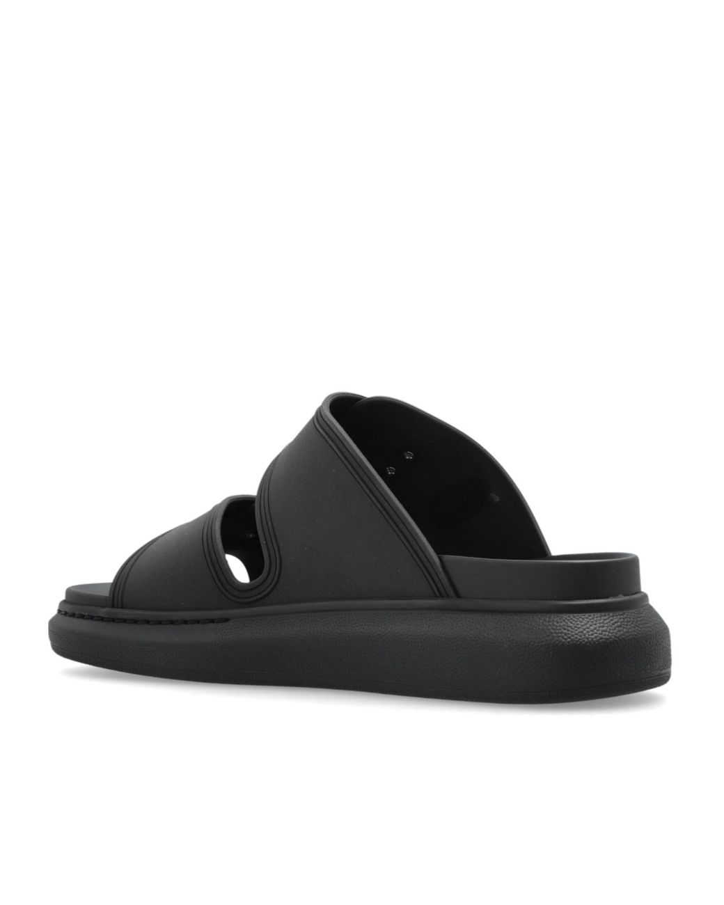 McQueen Black Double Strap Slip-On Sandals