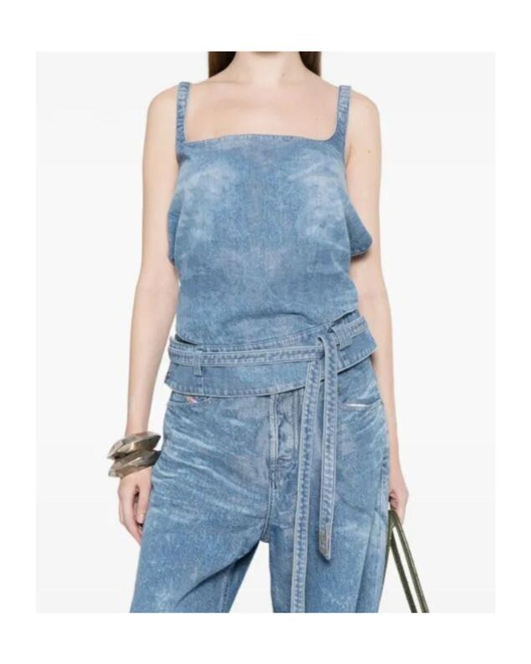 DIESEL Blue Sayra Belted Denim Top