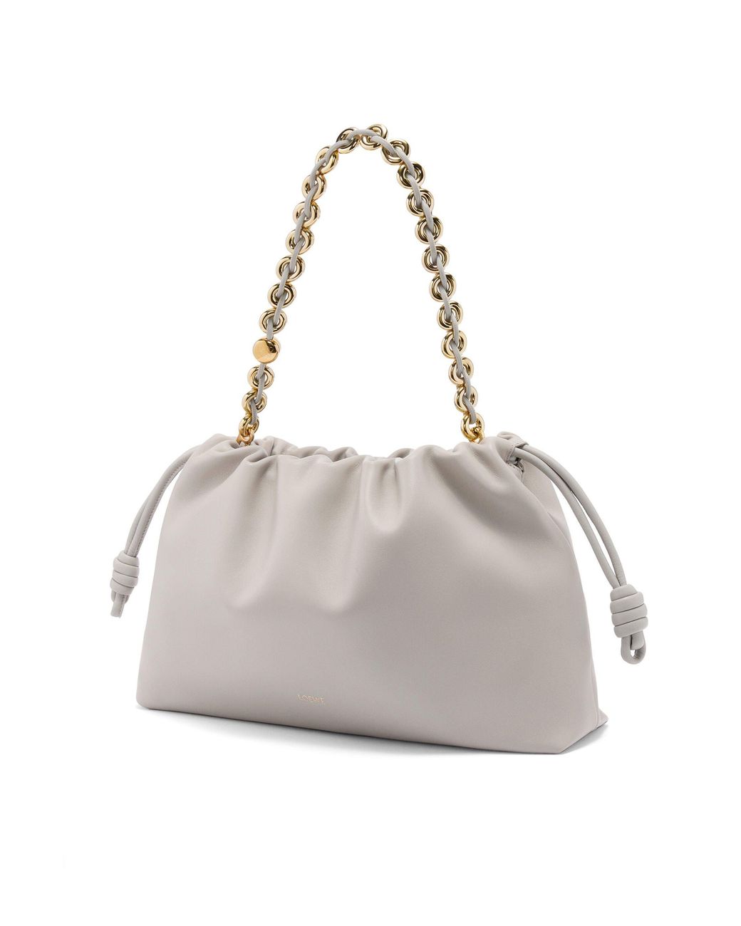 Loewe Gray Large Leather Flamenco Shoulder Bag