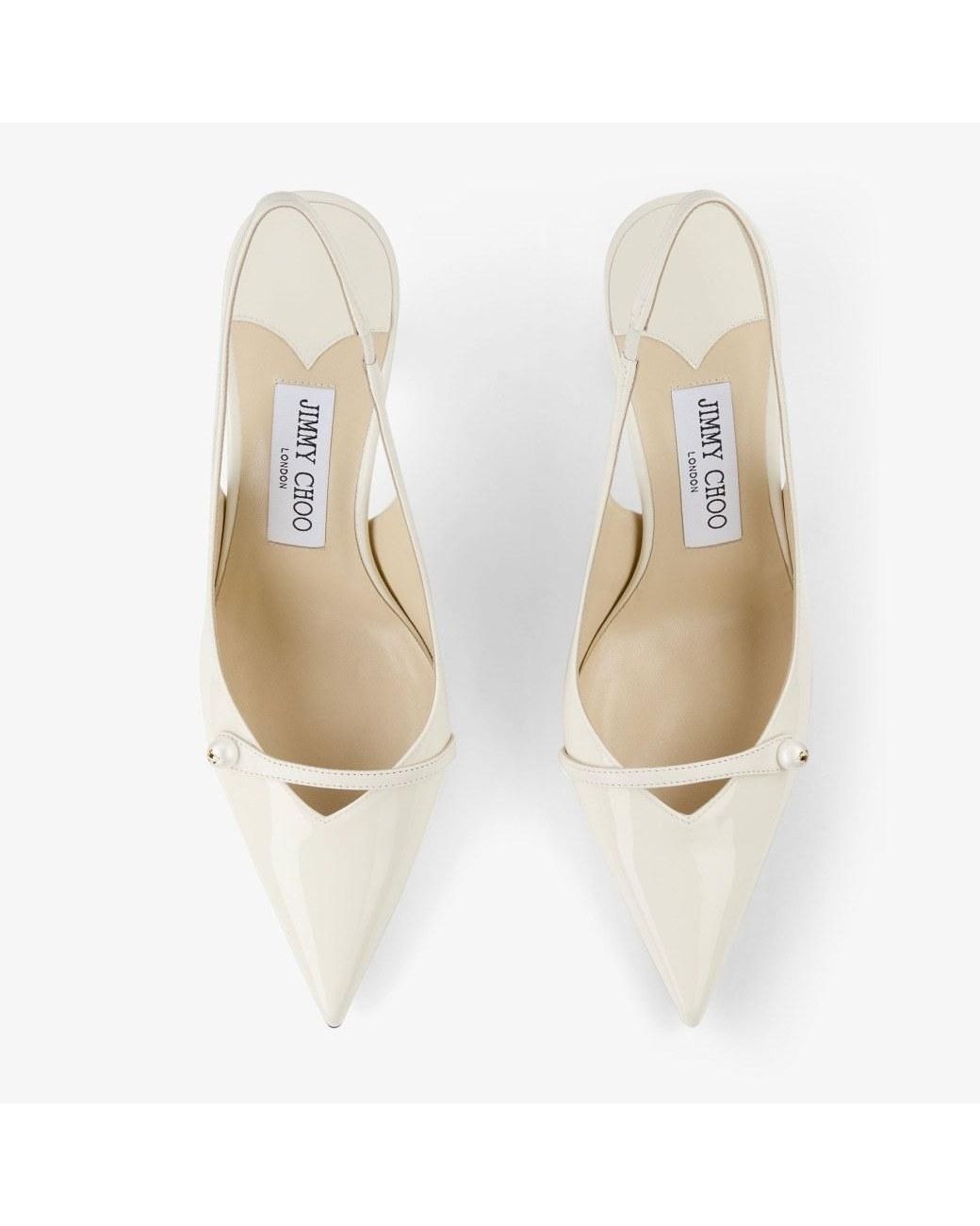Jimmy Choo White Amita Slingback Pumps