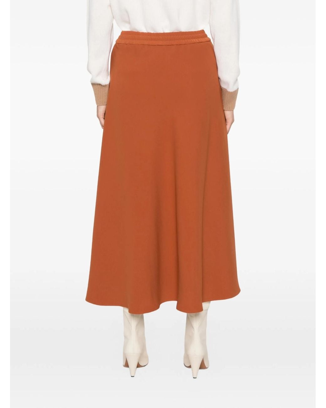 Herno Brown Drawstring-Fastening Maxi A-Line Skirt