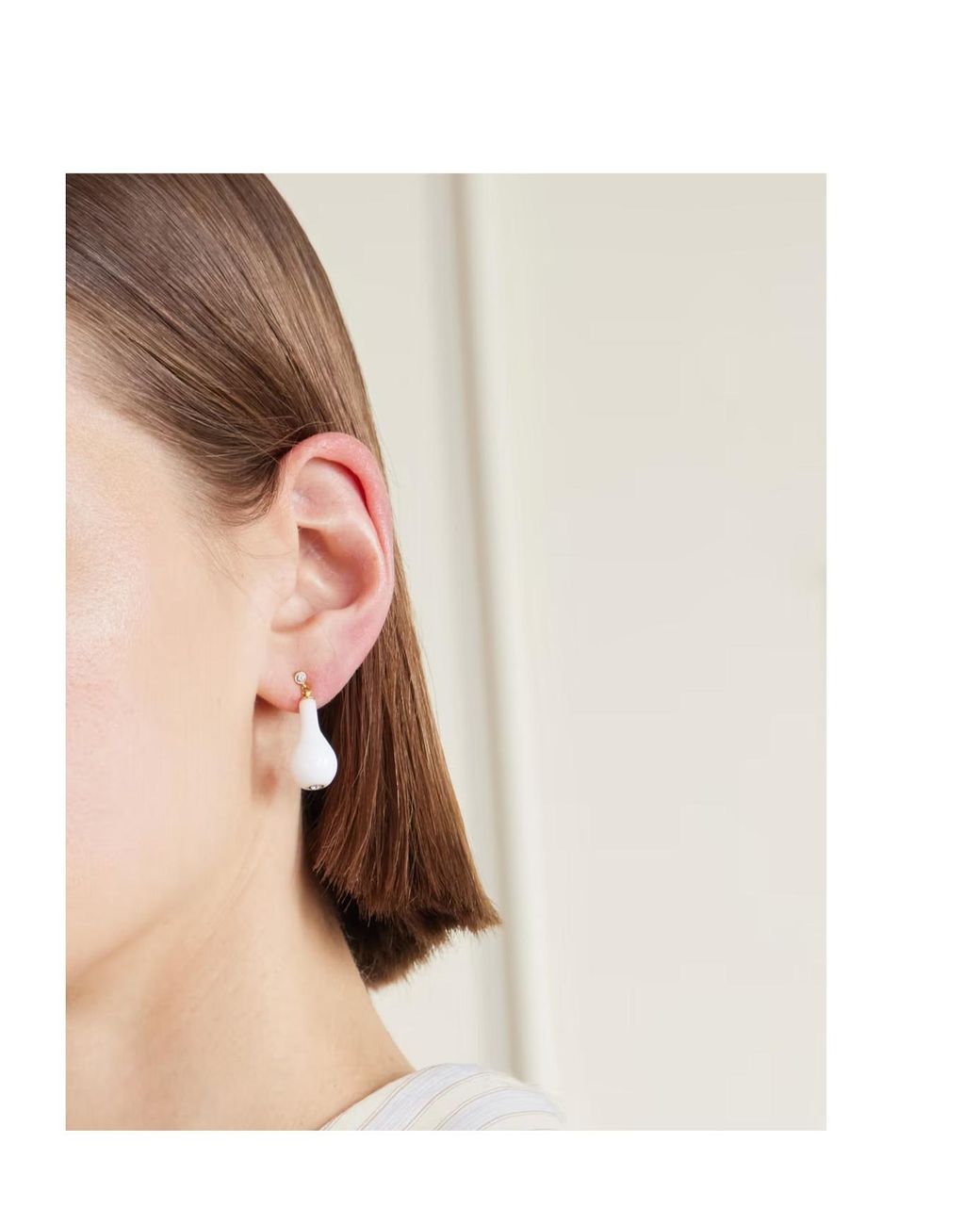 Totême White Drop-Pendant Earrings