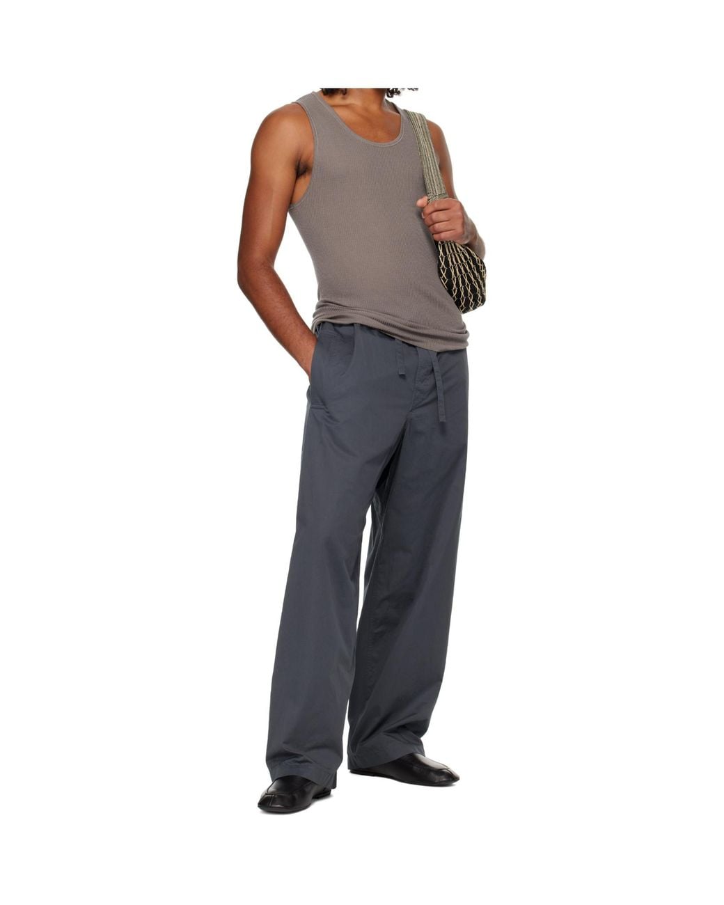 Lemaire Gray Ribbed Jersey Tank Top for men