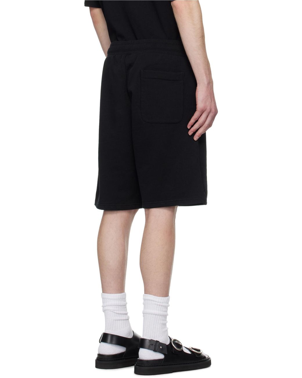 AMI Black Ami De Coeur-Embroidered Shorts for men