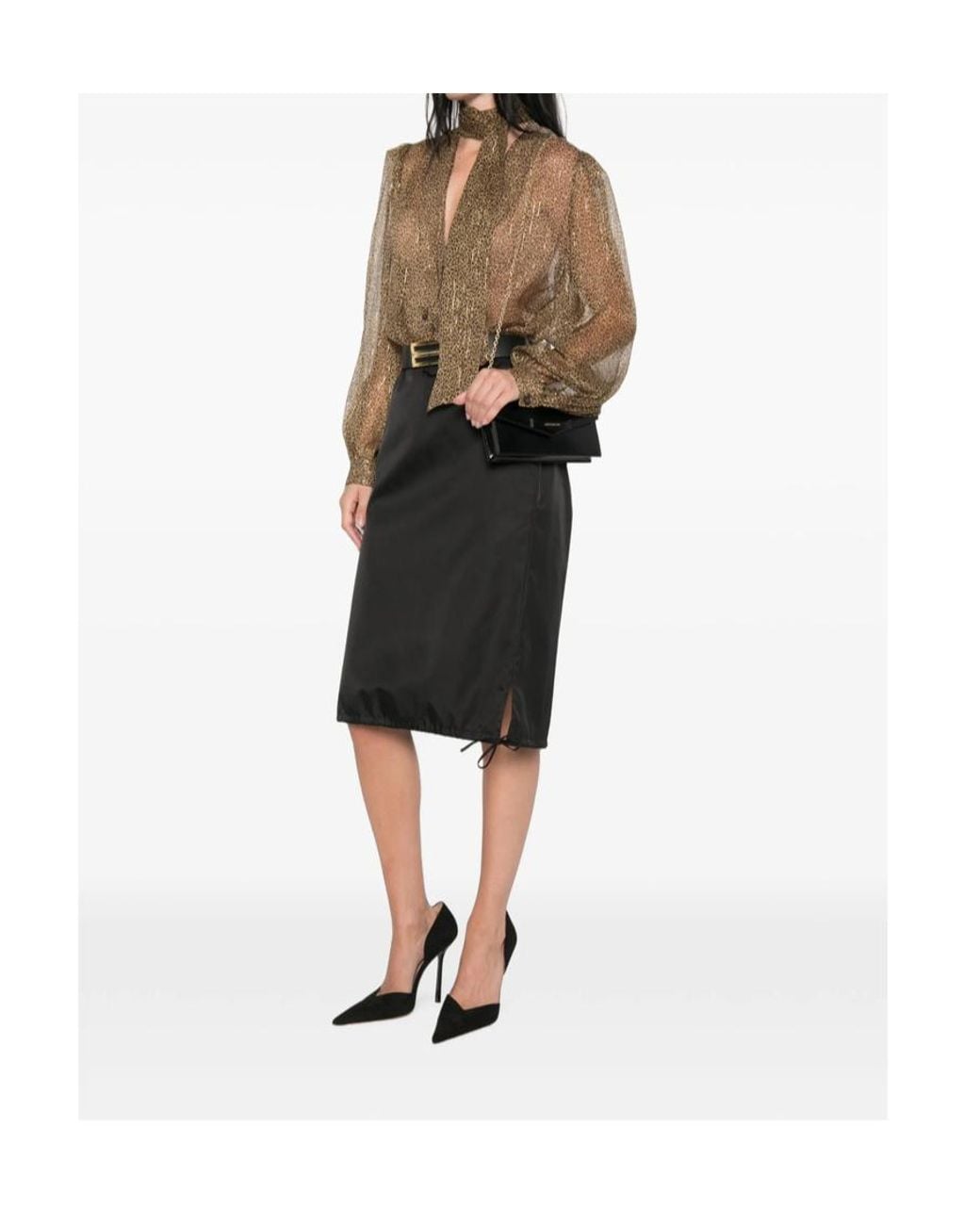 Valentino Brown Leopard-Print Pussy-Bow Blouse