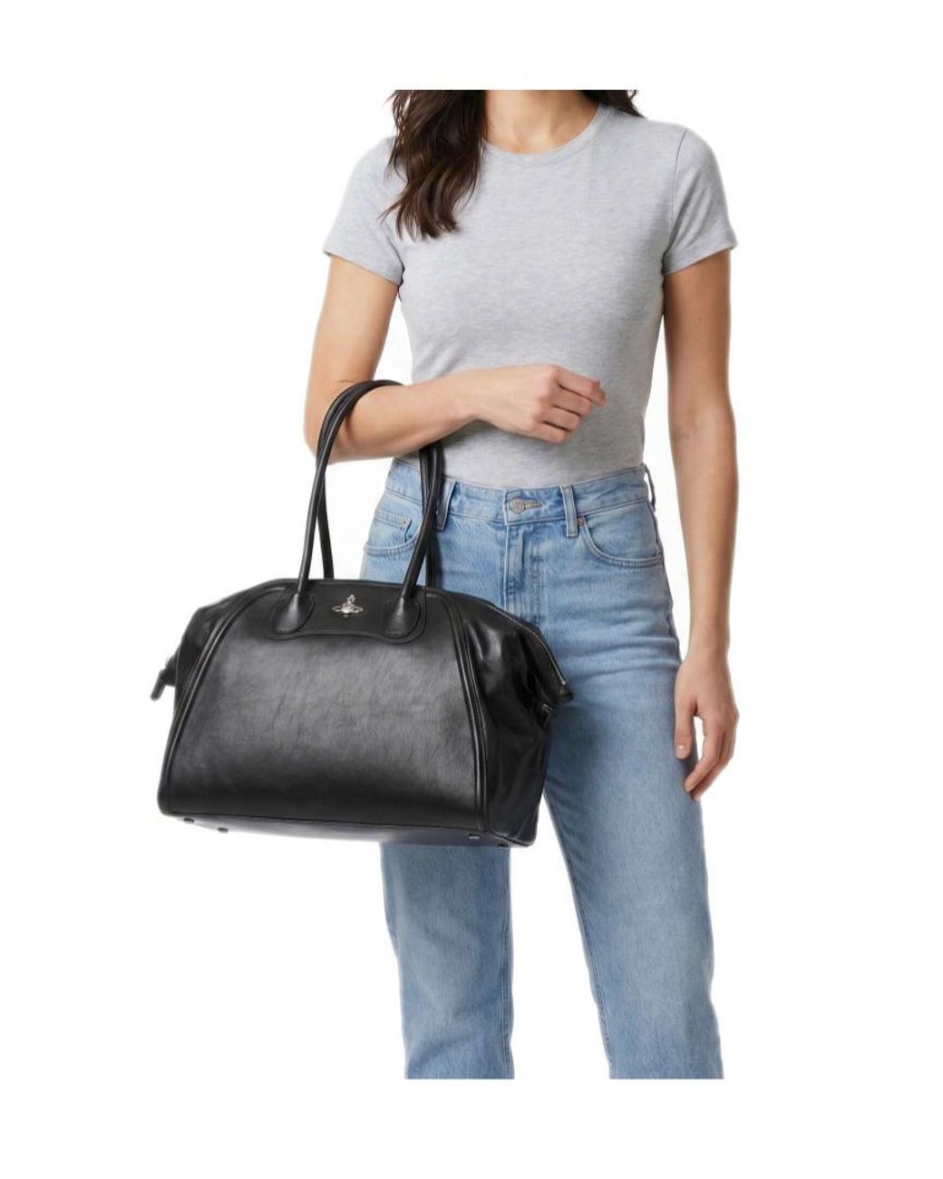 Vivienne Westwood Black Orb-Plaque Shoulder Bag
