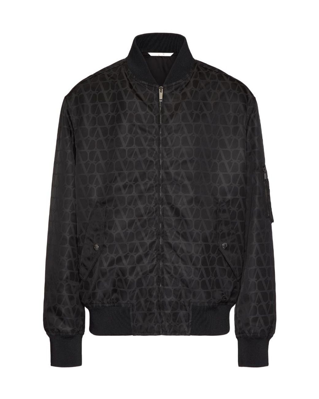 Valentino Black Toile Iconographe Zip-Up Bomber Jacket for men