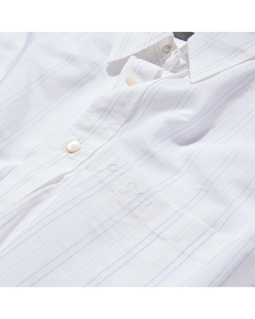 Gucci White Striped Technical Cotton Shirt for men