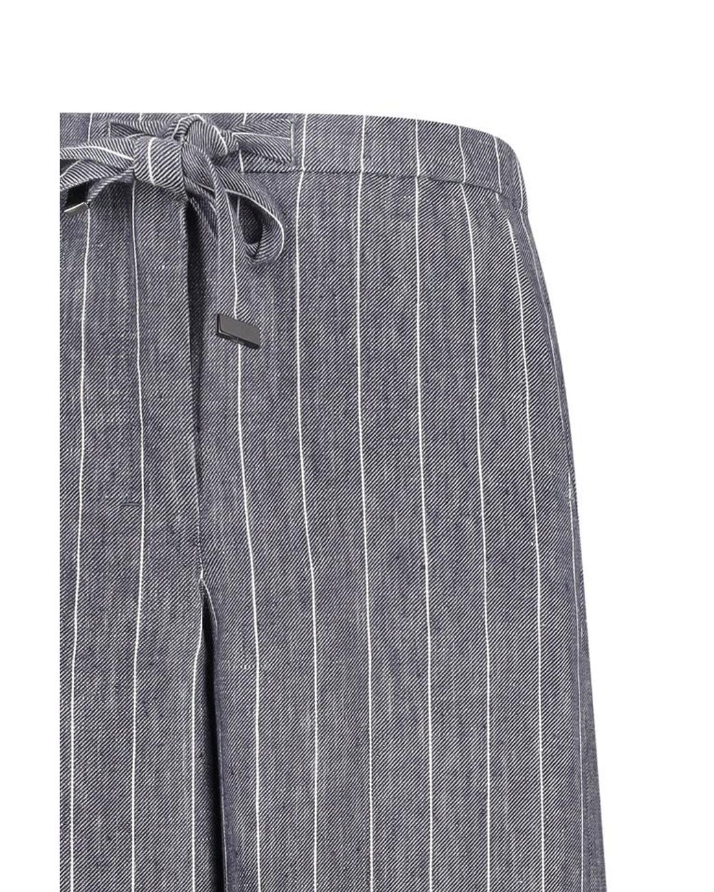Max Mara Blue 'S Cresta Pinstriped Wide Leg Pants