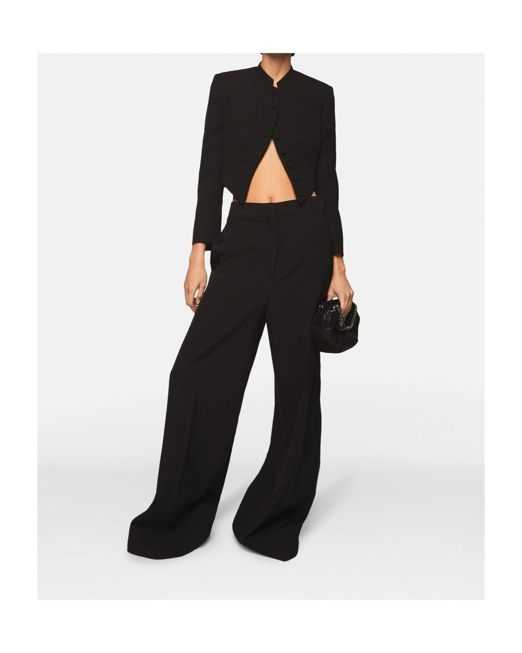 Stella McCartney Black Wide-Leg Wool Trousers