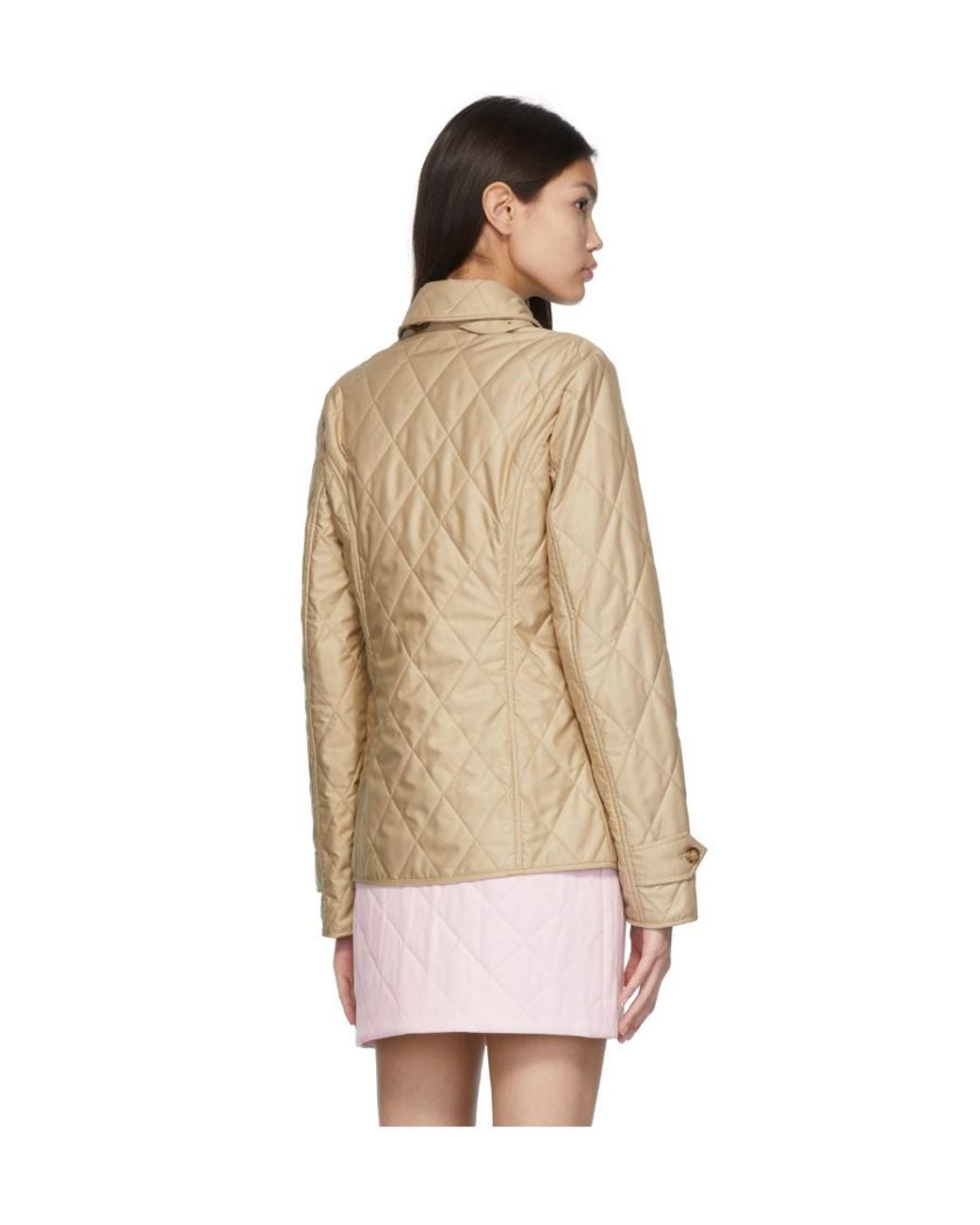 Burberry Natural Quilted And Folded Collar Cotton Dress