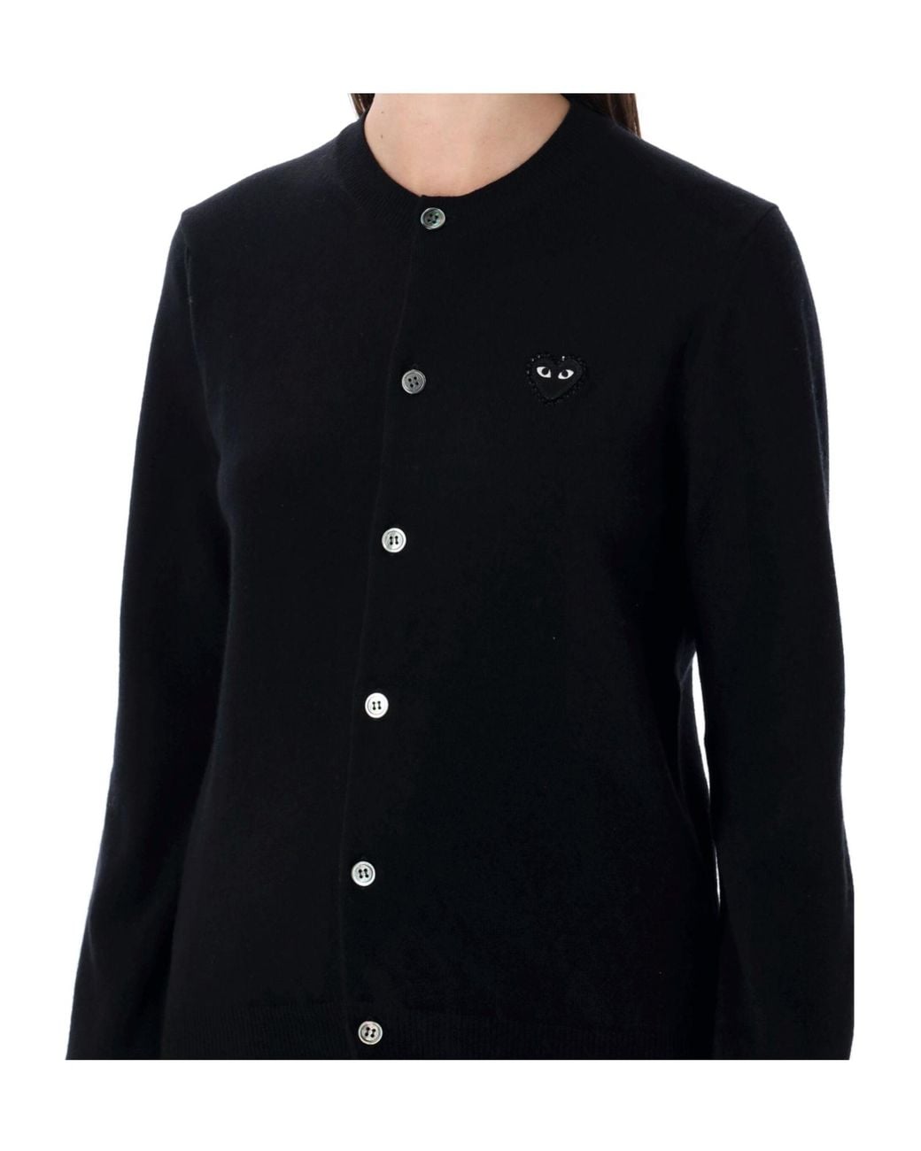 COMME DES GARÇONS PLAY Black Comme Des Garçons Play Logo Patch Crewneck Cardigan for men