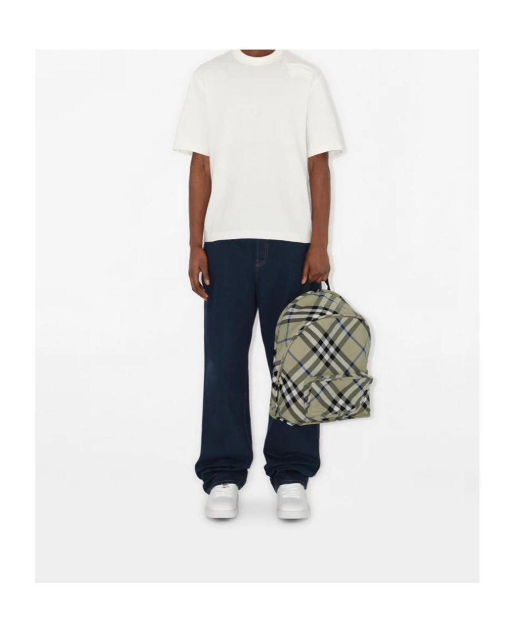 Burberry Green Check-Printed Zipped Backpack for men