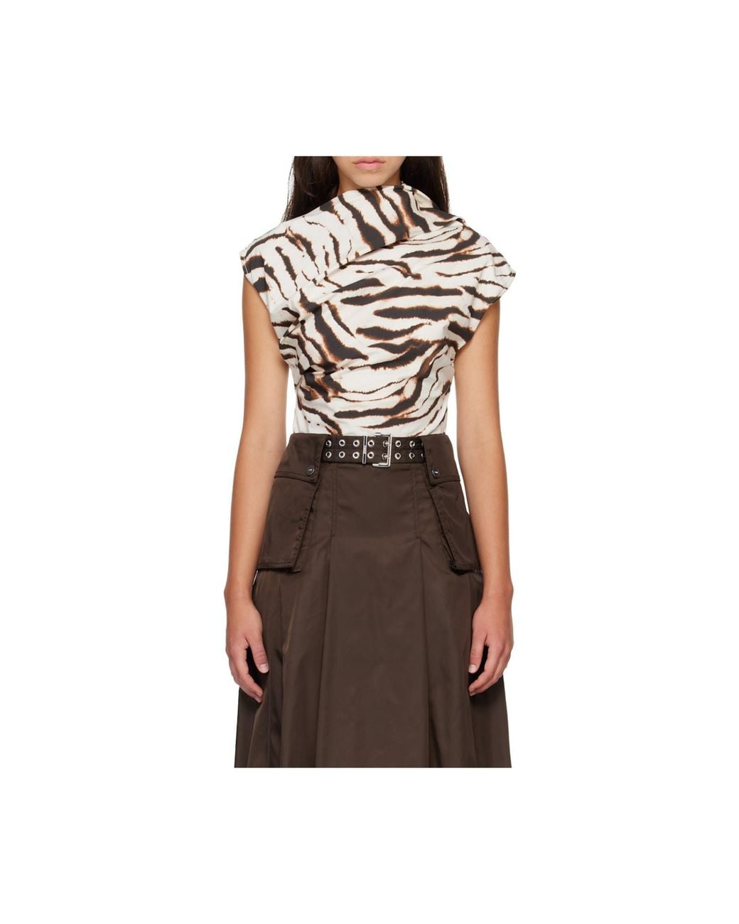Ganni Gray Draped Open-Back Top