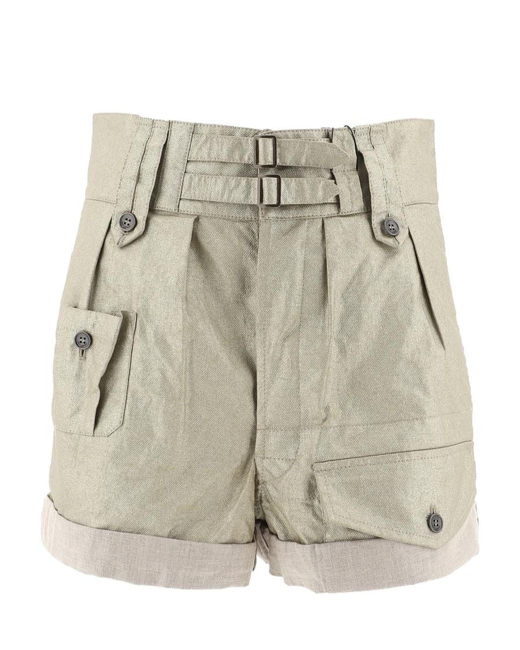 Saint Laurent Natural Belted Cargo Shorts