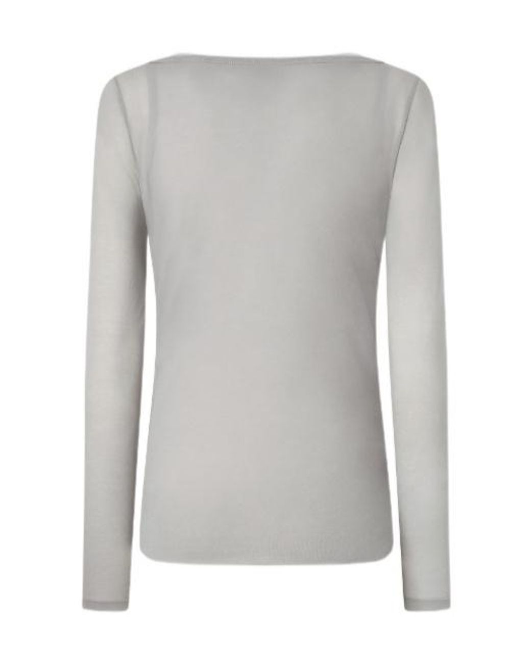 Pinko Gray Boat-Neck Long-Sleeved Gauze T-Shirt