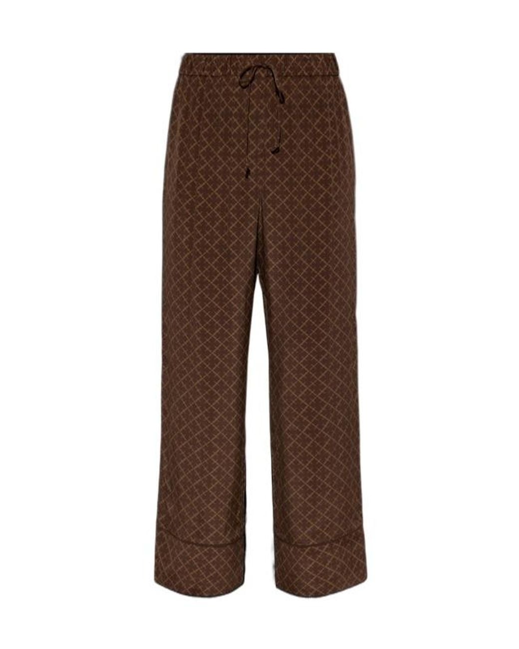 By Malene Birger Brown Martha Printed Wide-Leg Pants