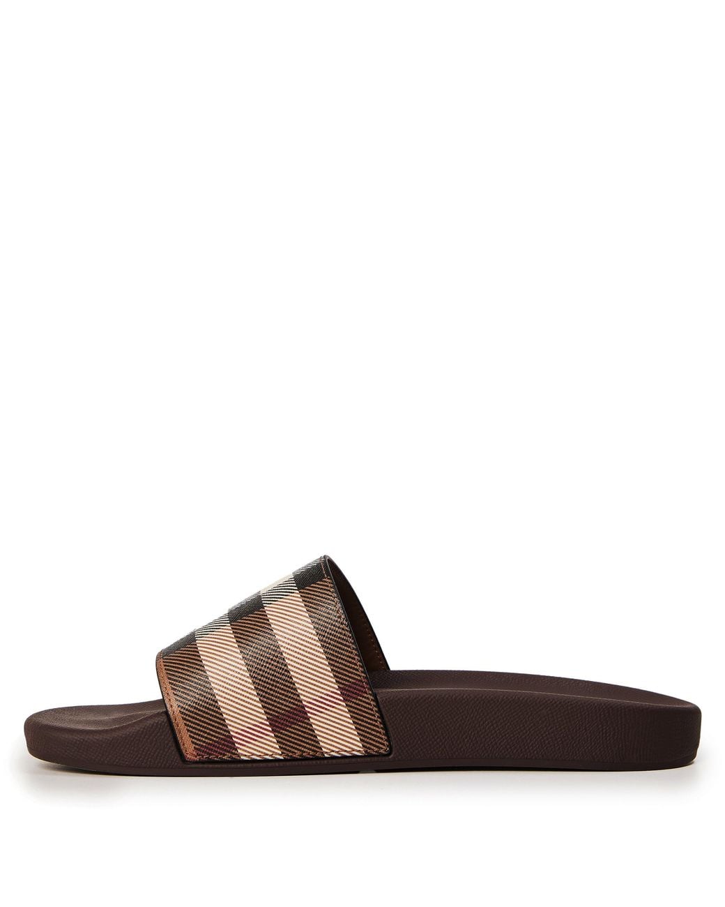 Burberry Brown Furley Check Slides for men