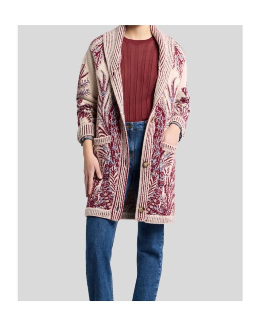Etro Multicolor Jacquard Maxi Cardigan