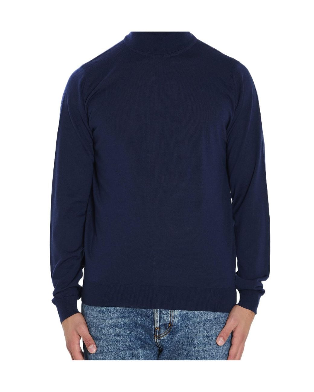 John Smedley Blue Cherwell Turtleneck Sweater for men