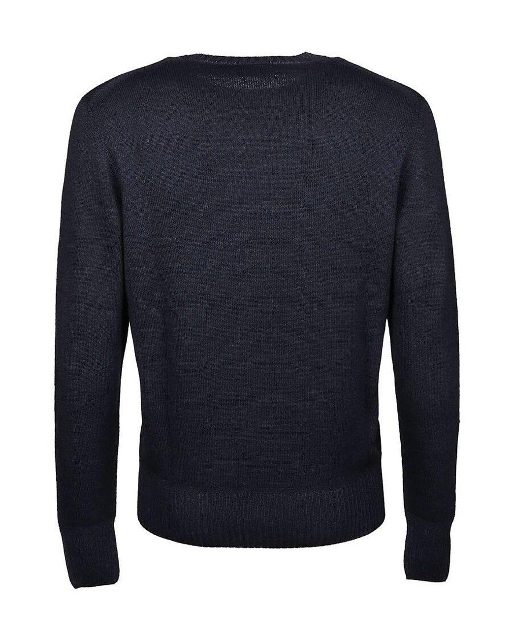 Drumohr Blue Merino Crew-Neck Jumper for men