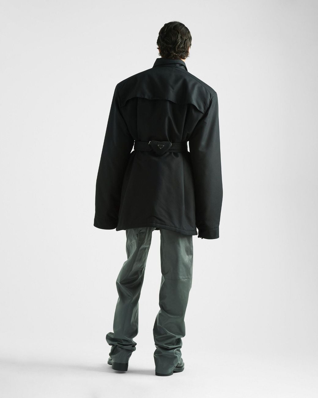 Prada Black Long Sleeved Belted Waist Jacket for men
