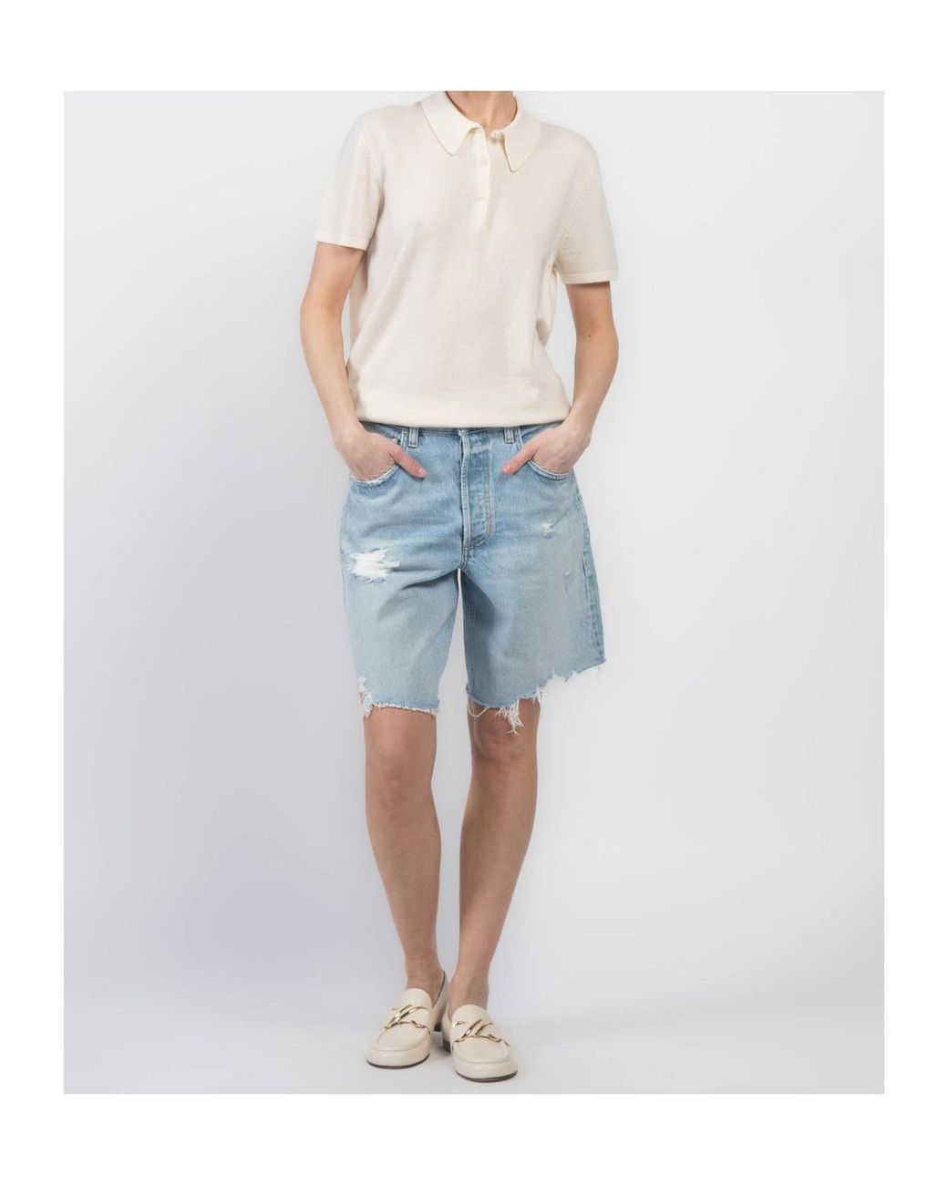 Citizens of Humanity Blue Distressed Denim Shorts