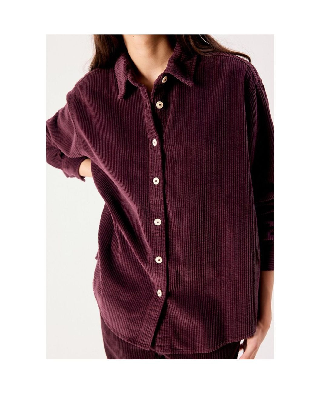American Vintage Purple Corduroy Oversized Shirt
