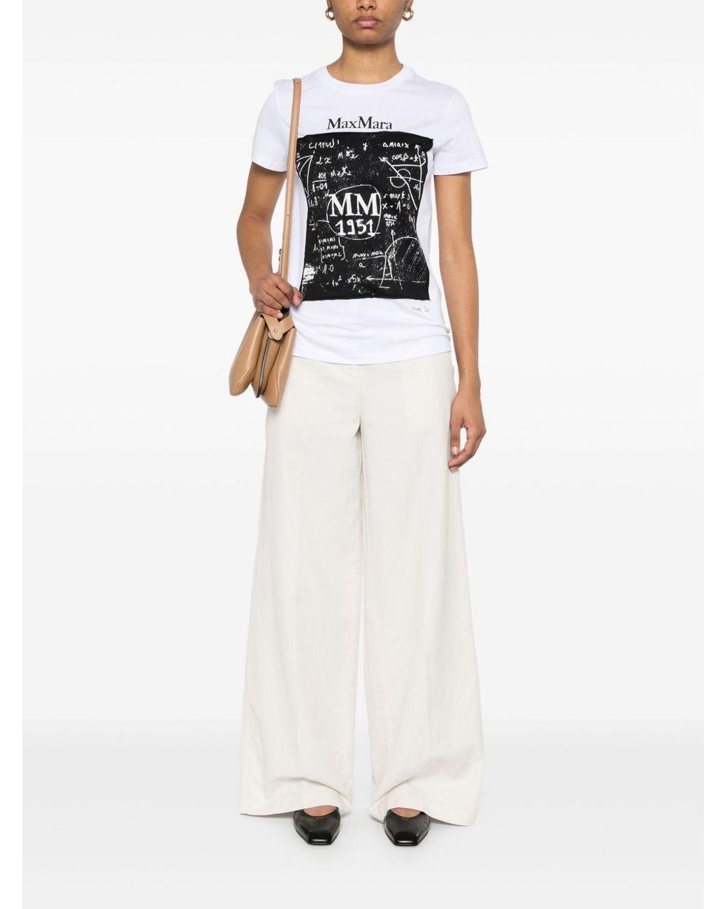 Max Mara Black Colibri Cotton T Shirt With Front Print