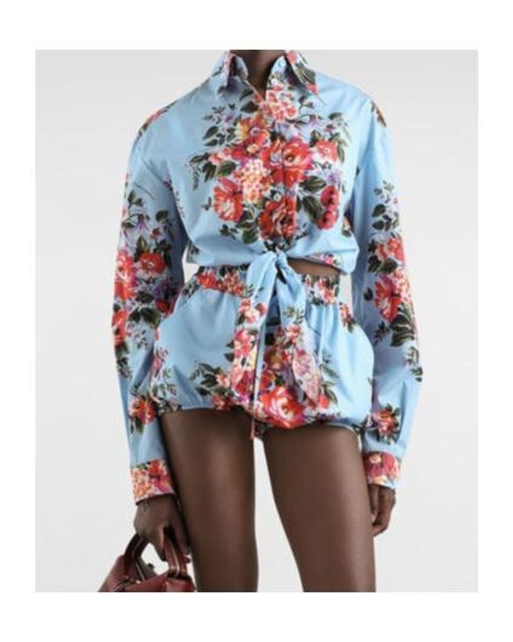 Dolce & Gabbana White Flower Bouquet-Printed Shirt