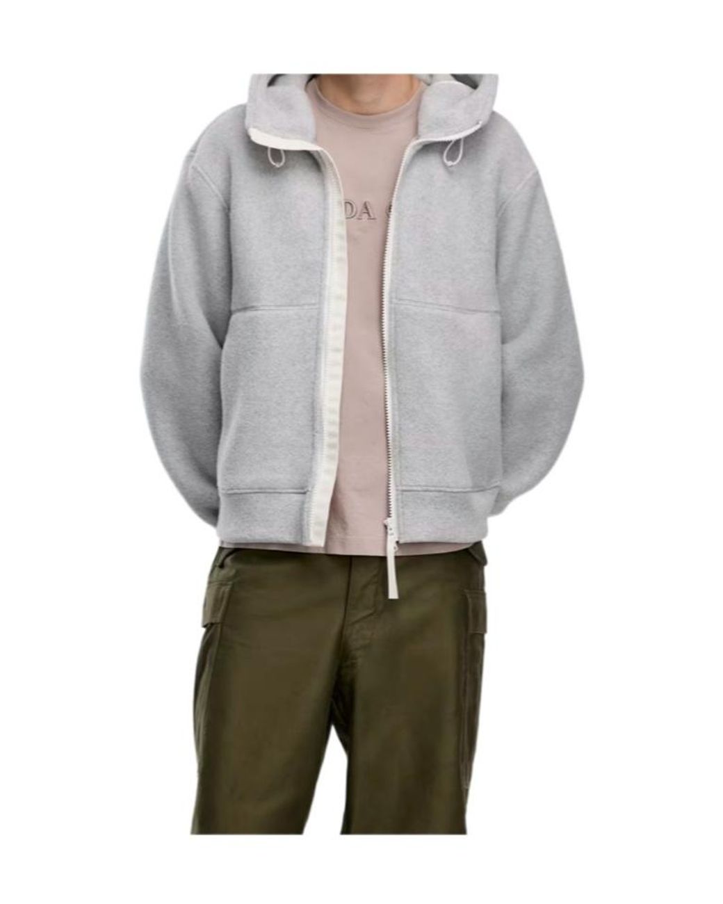 Canada Goose Gray Drawstring Zip-Up Hoodie for men