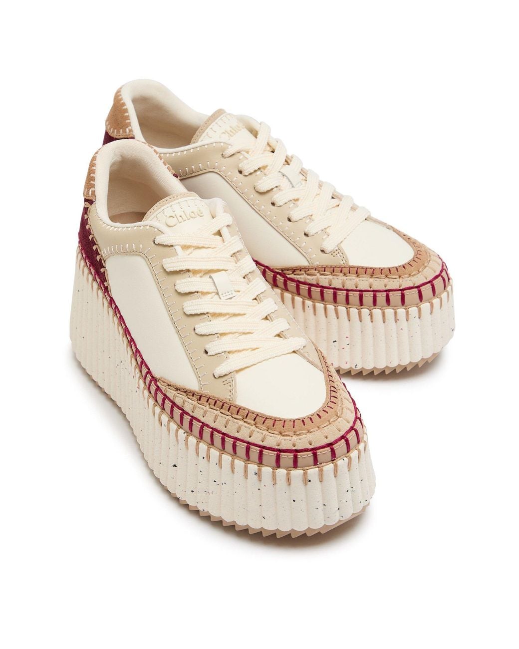 Chloé Pink Color-Blocked Patchwork Cake Shoes